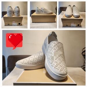 MICHAEL Michael Kors White Laser-Cut Slip-On Sneakers